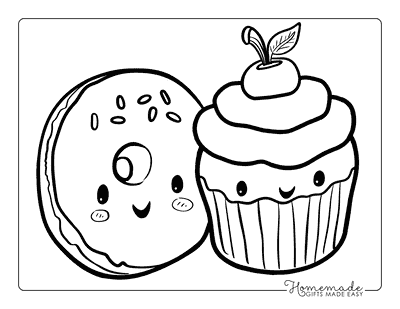Donut Coloring Pages Donut and Cupcake