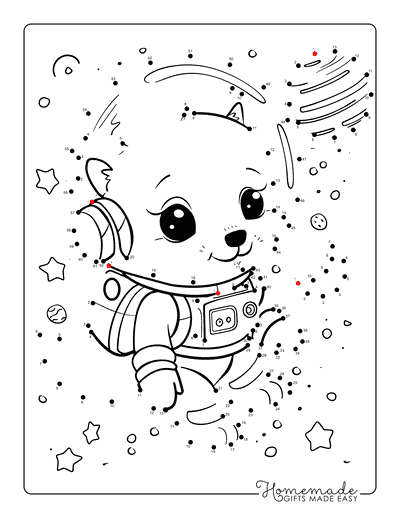 Dot to Dot Printables Cute Fox Astronaut