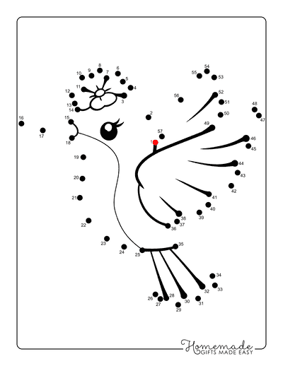 Dot to Dot Printables Cute Hummingbird With Flower