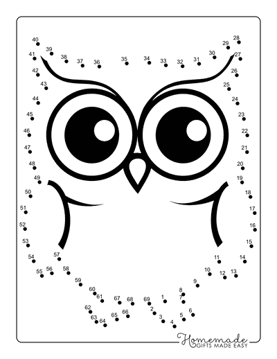 Dot to Dot Printables Cute Owl Medium