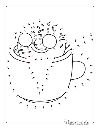 Dot to Dot Printables Donut in Coffee Mug Medium