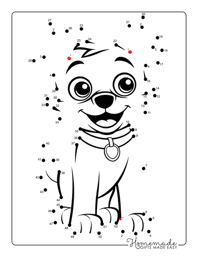 Dot to Dot Printables Happy Cartoonish Dog