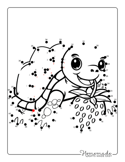 Dot to Dot Printables Turtle and Strawberry