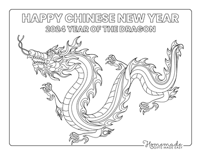 Dragon Coloring Pages Chinese Fire Dragon 2024 Chinese New Year