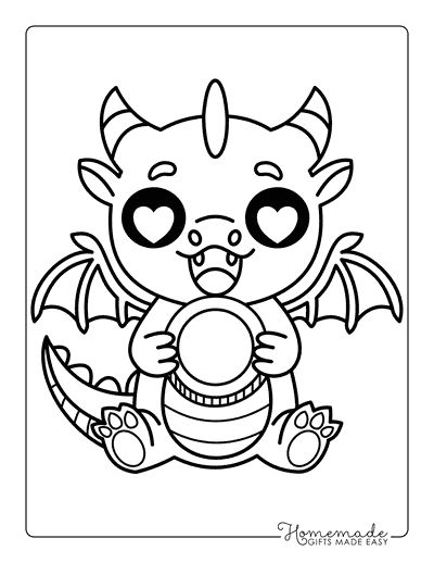 Dragon Coloring Pages Cute Simple Dragon Holding Gold Coin