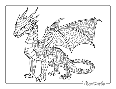 Dragon Coloring Pages Dragon Spread Wings Zentangle for Teens