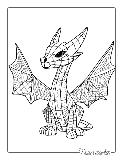 Dragon Coloring Pages Easy Paper Dragon Zentangle