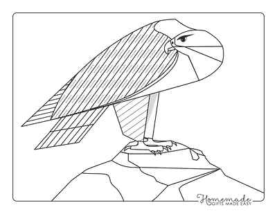 Eagle Coloring Pages Easy Bald Eagle Perched on Rock Drawing Outline for Kids