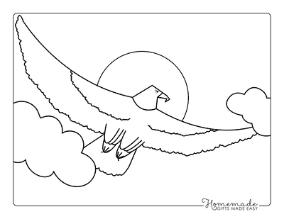 Eagle Coloring Pages Easy Bald Eagle Soaring Drawing Outline for Kids