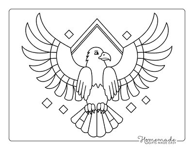 Eagle Coloring Pages Easy Bald Eagle Spreading Wings Drawing Outline for Kids