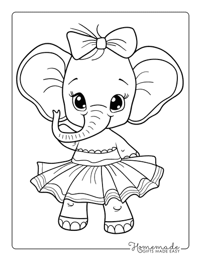 Elephant Coloring Pages Baby Elephant Wearing Tutu