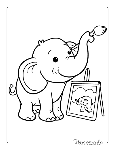 Elephant Coloring Pages Cute Elephant Painting