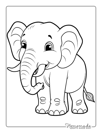 Elephant Coloring Pages Cute Elephant With Tusks