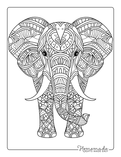 Elephant Coloring Pages Realistic Elephant Mandala for Adults