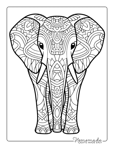 Elephant Coloring Pages Realistic Elephant Mandala for Teens