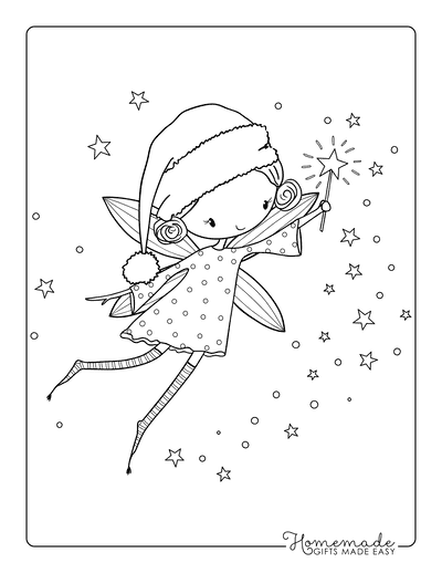 Fairy Coloring Pages Cute Christmas Fairy