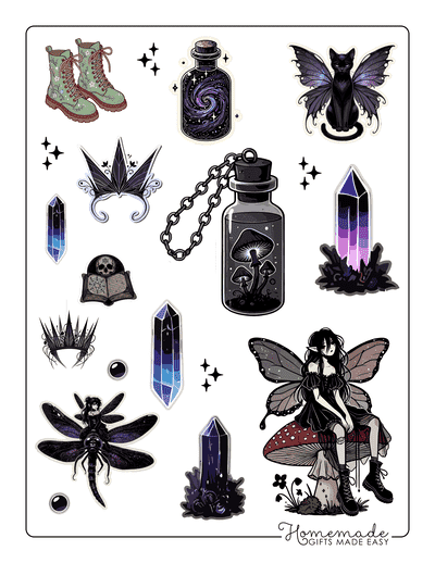 Fairycore Aesthetic Stickers Colored Dark Theme