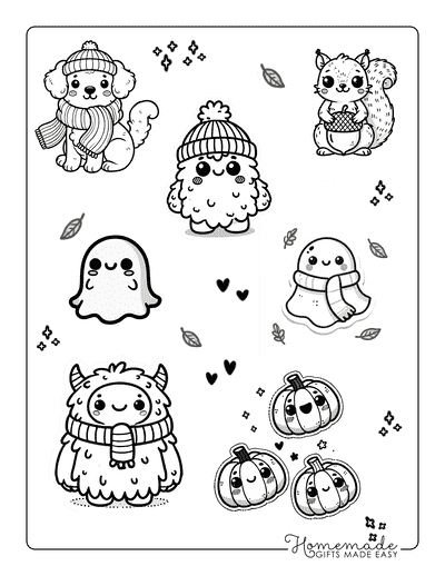 Fall Aesthetic Stickers Cozy Cute Black and White