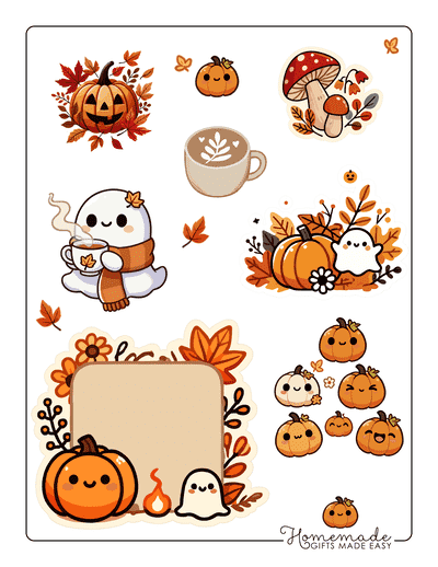 Fall Aesthetic Stickers Cozy Halloween