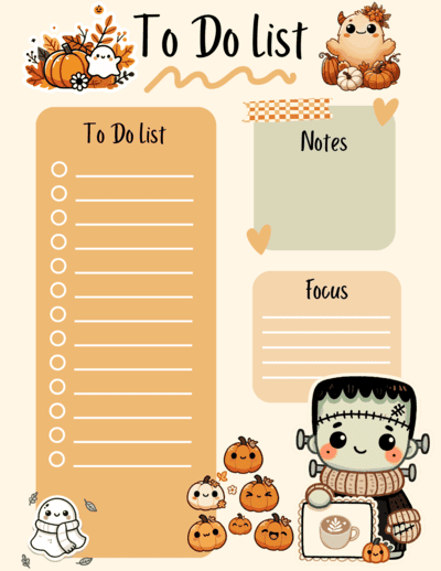 Fall Aesthetic to Do List Cute Cozy Monsters