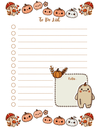 Fall Aesthetic to Do List Simple Cute Pumpkins