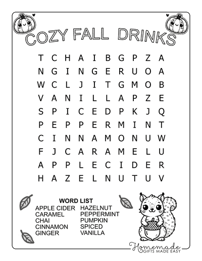 Free Printable Fall Word Search PDFs