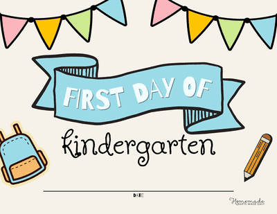 First Day of School Signs Kindergarten Simple Color With Graphics