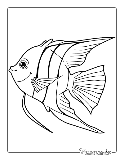 Fish Coloring Pages Cartoon Angelfish