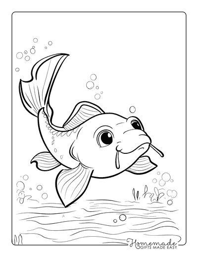 Fish Coloring Pages Cartoon Catfish