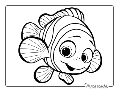 Fish Coloring Pages Cartoon Clownfish Kids
