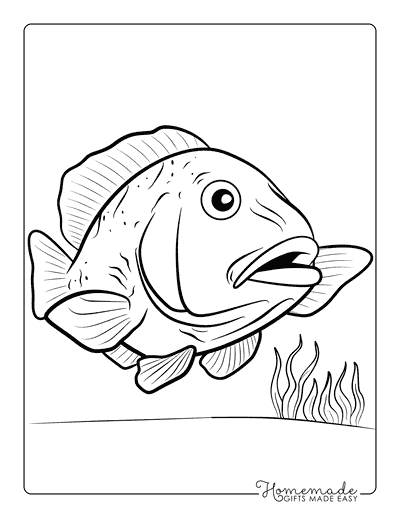 Fish Coloring Pages Cartoon Giant Grouper Kids