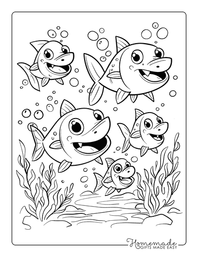 Fish Coloring Pages Cartoon Pirahnas Kids