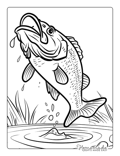 Fish Coloring Pages Largemouth Bass Kids