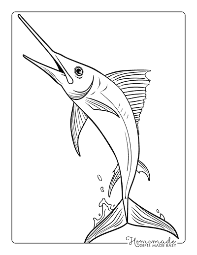 Fish Coloring Pages Simple Realistic Sailfish