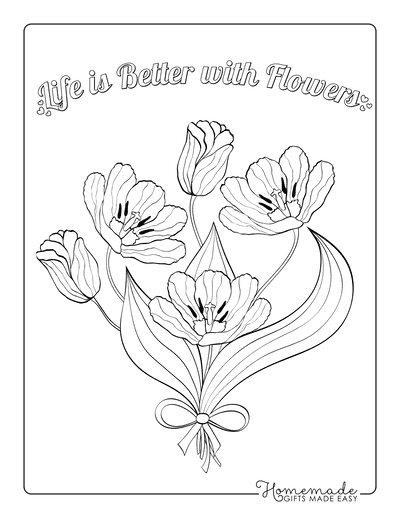 Flower Coloring Pages Bouquet Tulips