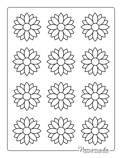 Flower Template Outine Layered Petals 2 Inch