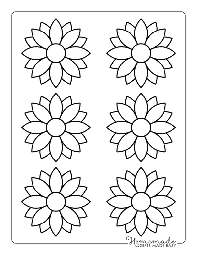 Flower Template Outine Layered Petals 3 Inch