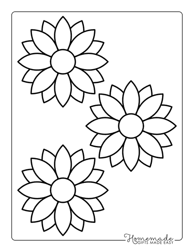 Flower Template Outine Layered Petals 4 Inch