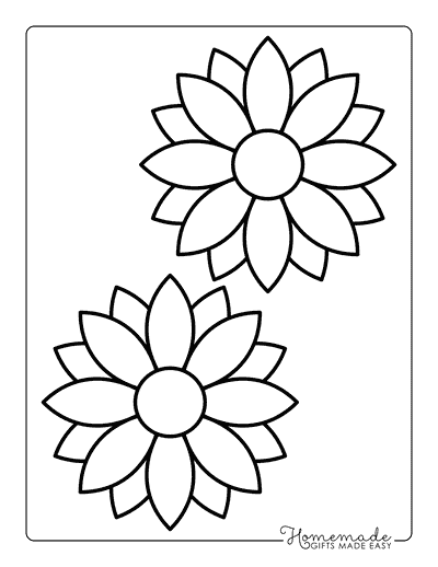 Flower Template Outine Layered Petals 5 Inch