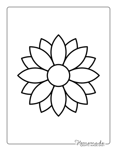 Flower Template Outine Layered Petals 6 Inch