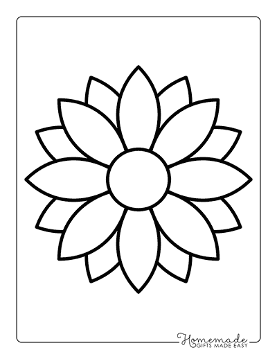 Flower Template Outine Layered Petals 7 Inch