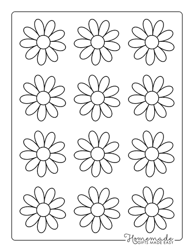 Flower Template Outline Simple Shape 2 Inch