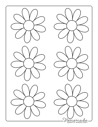 Flower Template Outline Simple Shape 3 Inch