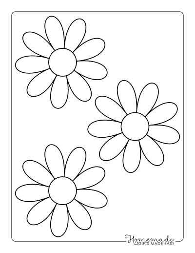 Flower Template Outline Simple Shape 4 Inch