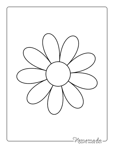 Flower Template Outline Simple Shape 6 Inch