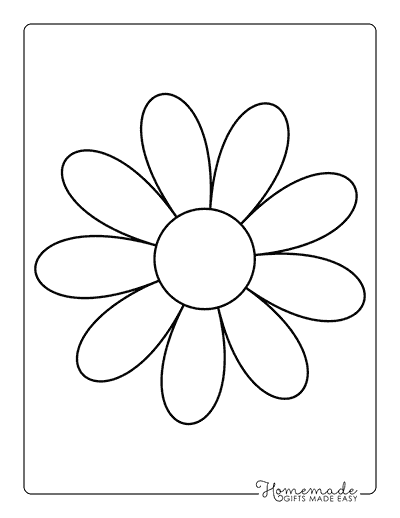 Flower Template Outline Simple Shape 7 Inch