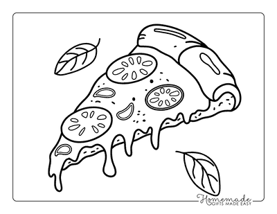 Food Coloring Pages Cute Easy Pizza Slice Bold Outlines