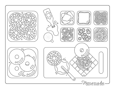 Food Coloring Pages Simple Bagels Assorted Fillings for Adults