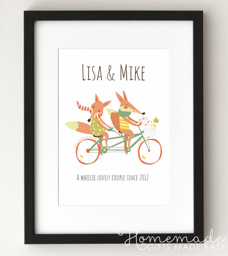 fox couple personalized poster with names