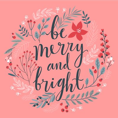Free Printable Christmas Cards Merry Bright Botanical Wreath